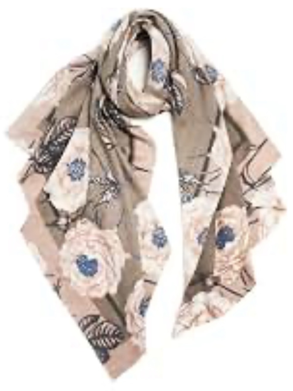 LOOK Cashmere Brand Grey and Pink Floral Scarf